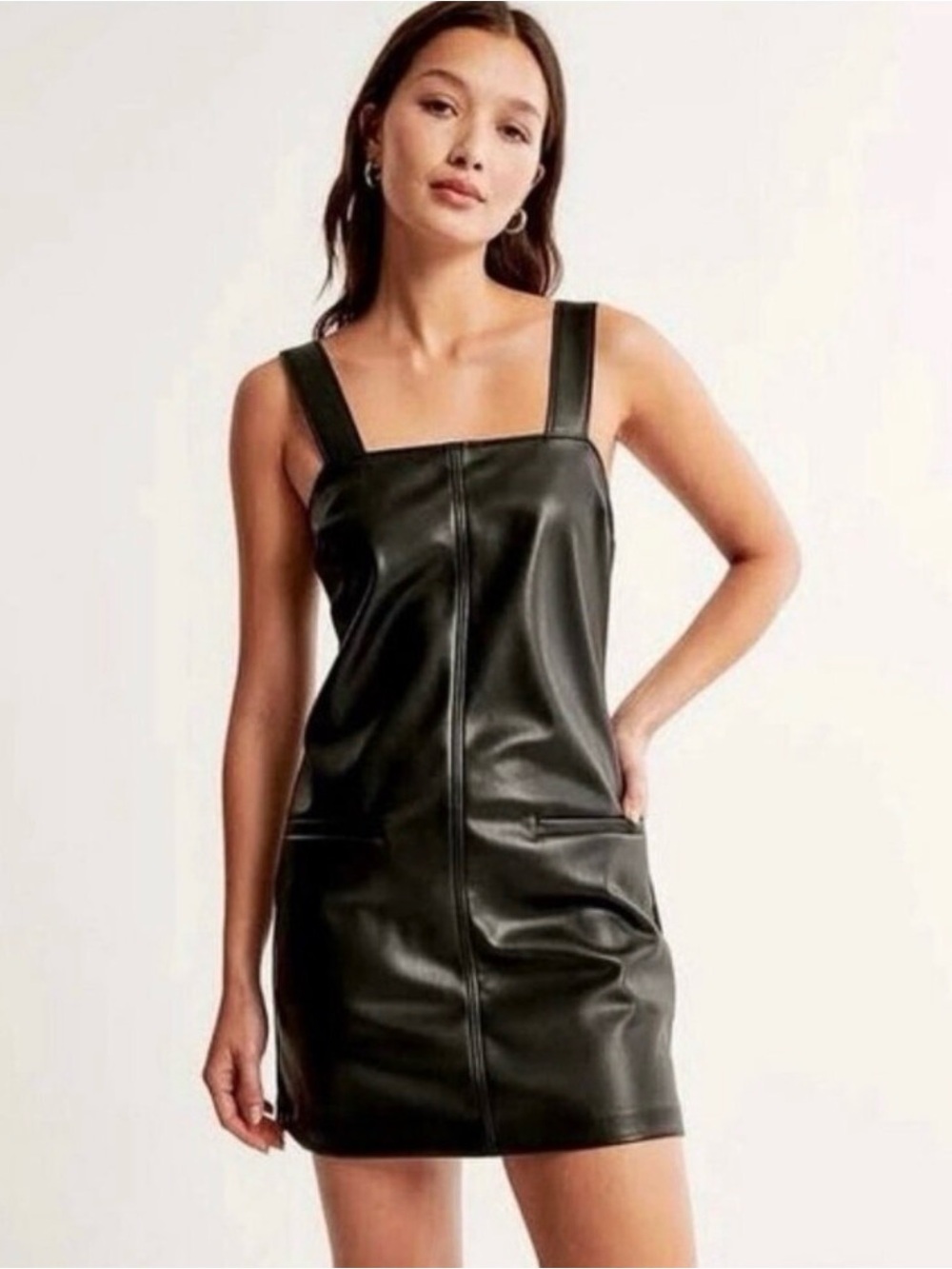 Abercrombie & Fitch Black Vegan Faux Leather Shift Dress / Medium / Worn ONCE!